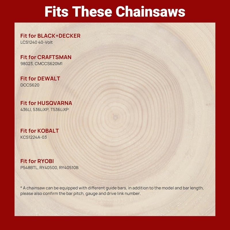 PETOX 3-Pack 12 Inch Chainsaw Chain 45 Drive Links, 3/8" Pitch, 0.043" Gauge, Fit for Craftsman, Black+Decker, Dewalt, Ryobi, Husqvarna Chainsaws and More - DWO1DT612,R45 - Image 5